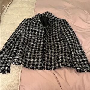 Kasper Black and White Checkered Cape